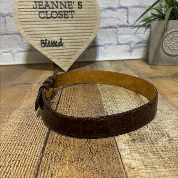Harold’s Italian Alligator Embossed Brown Leather Belt Size small - Picture 3 of 12